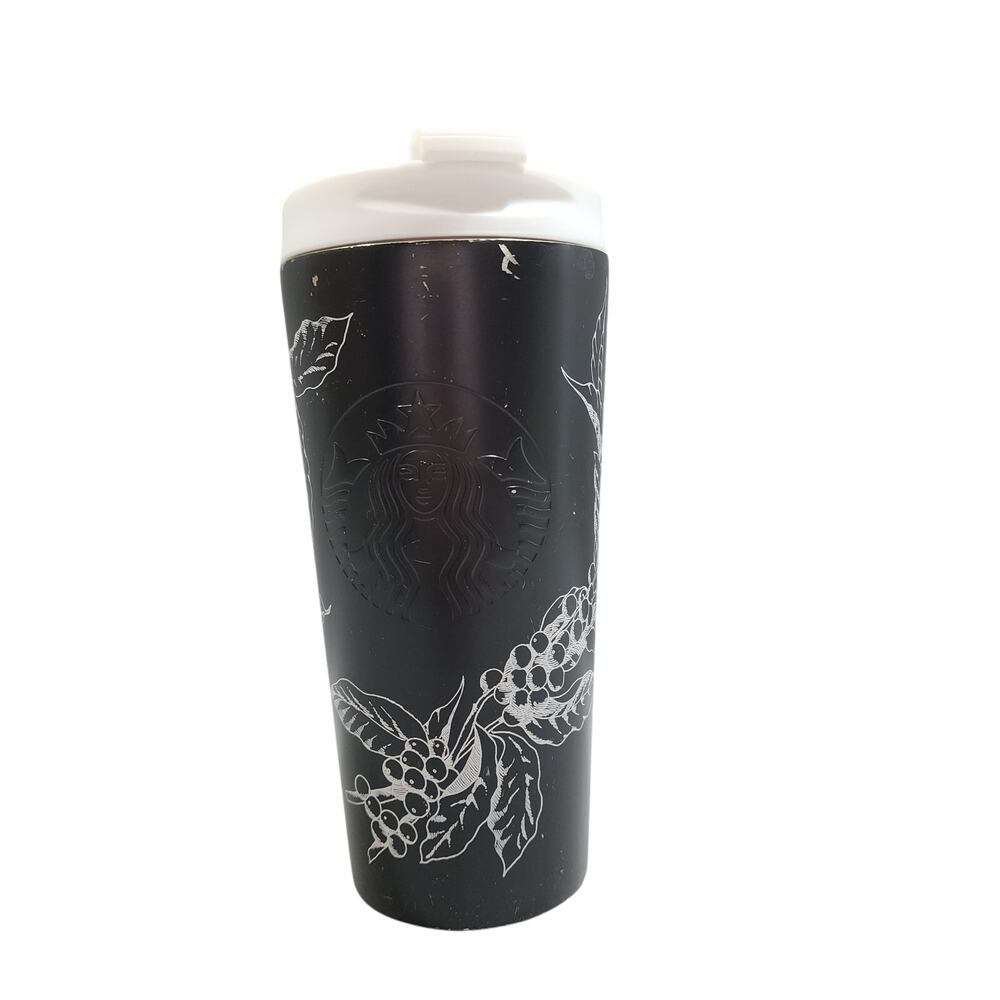 2014 Starbucks Tumbler 16oz. Refillable January 2016 Grape Clusters Matte Black